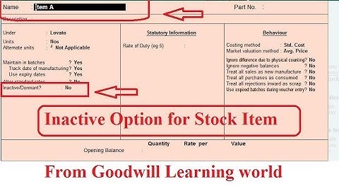 Tally TDL for Inactive    Dormant option for Stock Item and Ledger Account