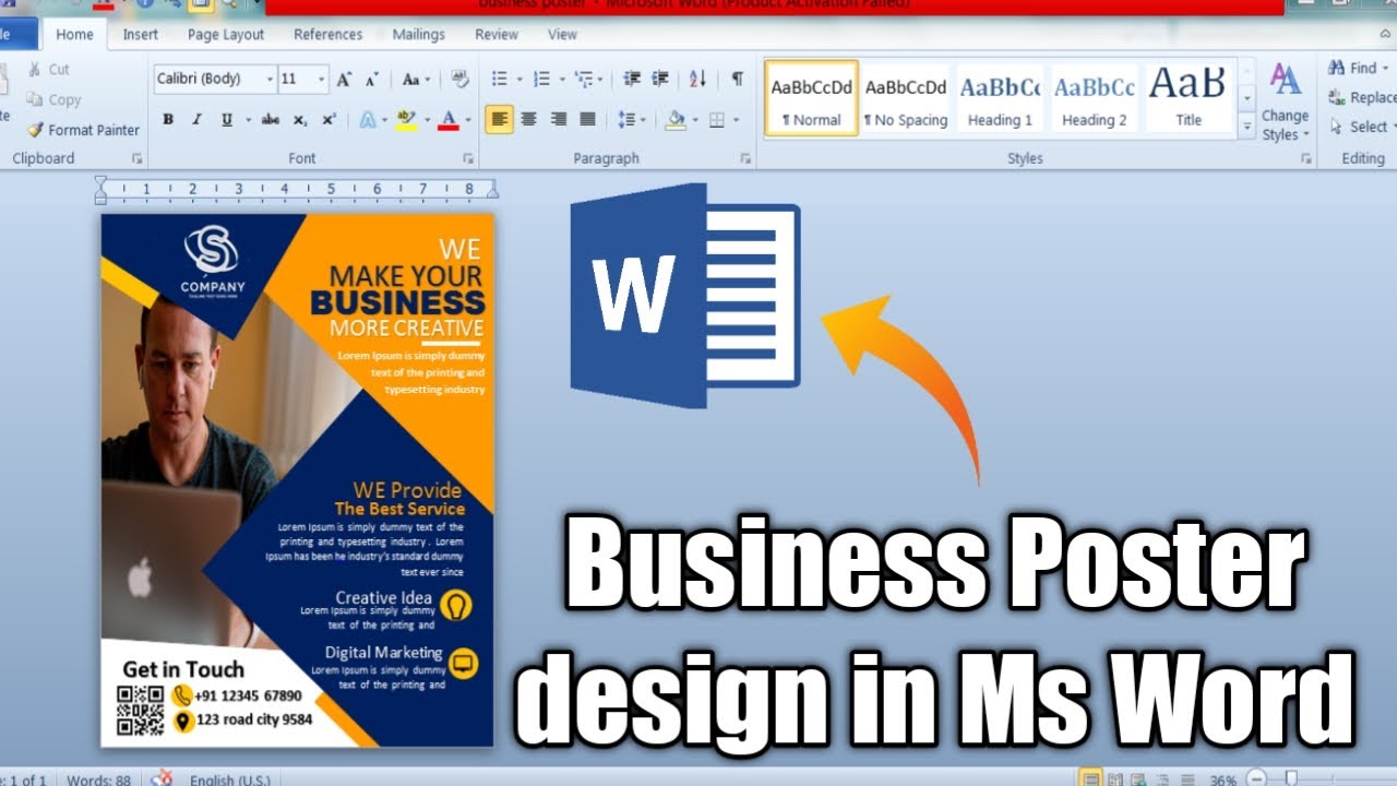 How to make business Poster design in Ms Word || Ms Word Tutorial - YouTube