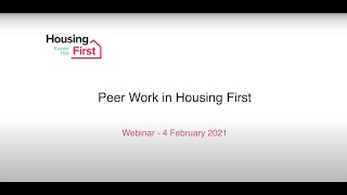 WEBINAR -  Peer Work in Housing First