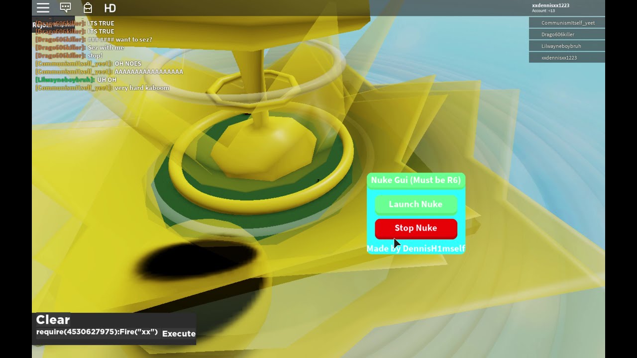 Script Leak Showcase Nuke Gui Youtube - how to use the nuke in roblox gun test