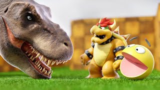 Pacman And Bowser Vs Tyrannosaurus