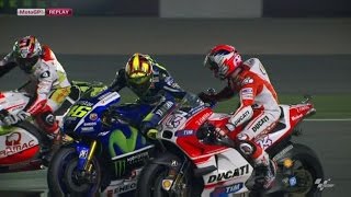 Battle Of Rossi VS Dovizioso Moto GP Losail Qatar 2015