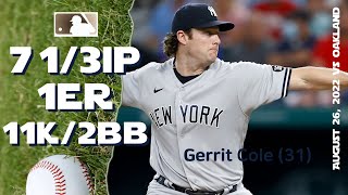 Gerrit Cole 11K game | Aug 26, 2022 | MLB highlights