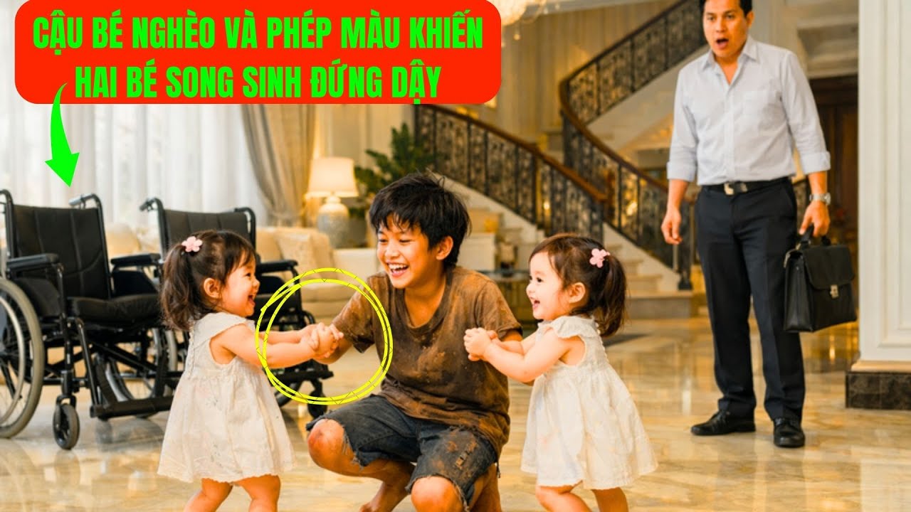 CẬU BÉ NGHÈO VÀ PHÉP MÀU KHIẾN HAI BÉ SONG SINH ĐỨNG DẬY TRƯỚC ÁNH MẮT SỮNG SỜ CỦA NGƯỜI CHA TỶ PHÚ