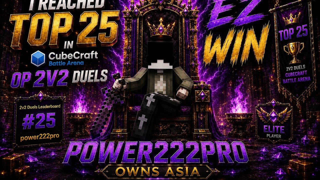 Reaching at leaderboard in cubecraft battle arena op 2v2 duels - YouTube