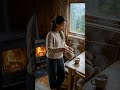 Woman pouring hot tea while looking at the rain #shots #asmr #fyp