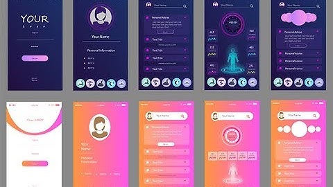 UI kit Pink and Blue health mobile App  In Adobe Illustrator UI Demo Reel GUI Preview