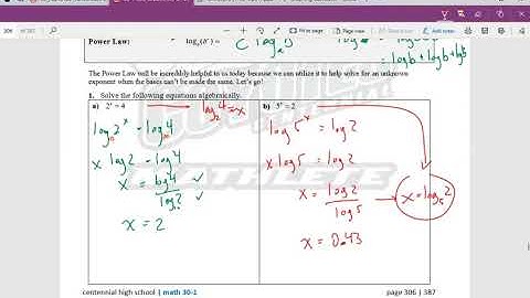 Math 30-1 - 5.4 Laws of Logarithms and Exponential Equations