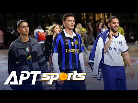 Video Pavard and Calhanoglu Model Inter Shirts at Milan Fashion Week | APT Sports