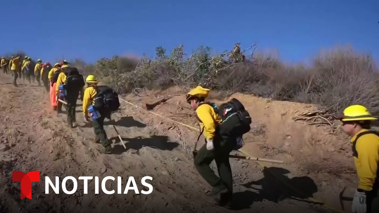 El escuadrón Serpiente Amarilla de los bomberos mexicanos ya combate el fuego | Noticias Telemundo