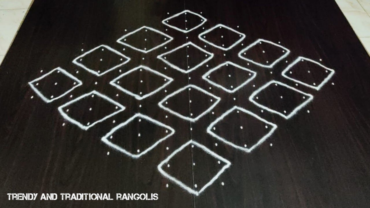 Easy big sikku kolam | 15-3 dots melikala muggulu | margazhi kolam | Trendy and traditional rangolis