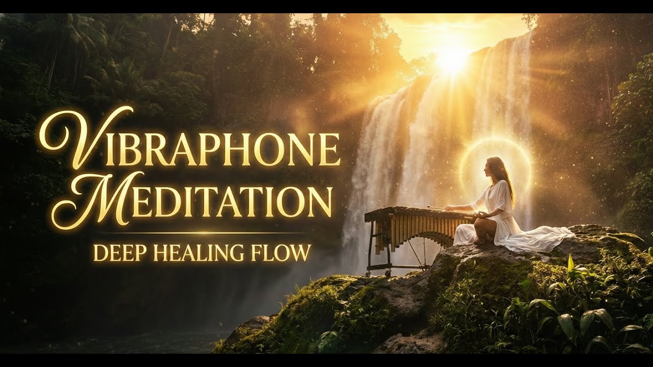 Vibraphone Meditation Music with Waterfall Imagery for Inner Alignment