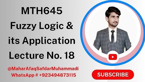MTH645 - Fuzzy Logic & its Applications | Short Lecture No. 18 | Mahar Afaq Safdar Muhammadi