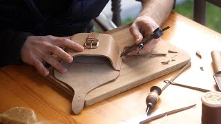 How to make a leather belt bag with wet molding technique ASMR