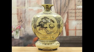 Quà Tặng Sang Trọng: Bình Hút Tài Lộc Tứ Cảnh Gốm Chu Đậu Vẽ Vàng 24K - DECOPRO Sieuquatang