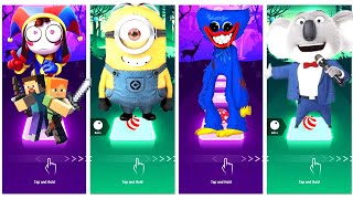 THE AMAZING DIGITAL CIRCUS MINECRAFT VS MINIONS VS POPPI PLAYTIME VS SING COFFIN DANCE #tiles_hop