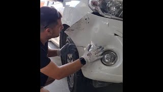 Ремонт бампера от автомобиля Toyota Land Cruiser Prado. видео