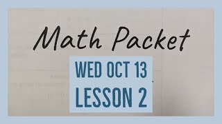 Wed 10/13 - Math Packet - Lesson 2 Reteach