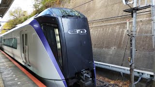 [ジョイント音]E353系 S115編成 特急かいじ10号東京行が豊田駅4番線を通過するシーン