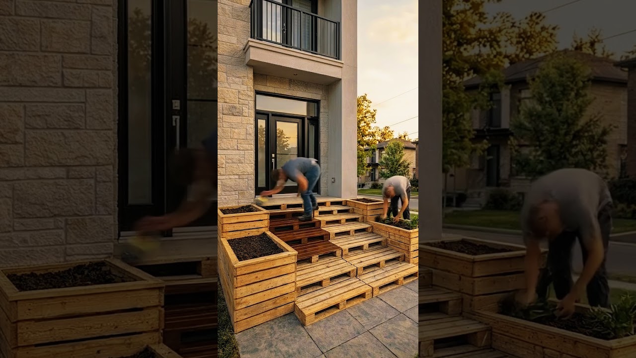 DIY Pallet Stairs to Million-Dollar Luxury Entrance ✨