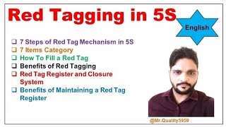 #RedTag/Red Tagging in 5S/Benefits of Red Tagging/Red Tag Format in English