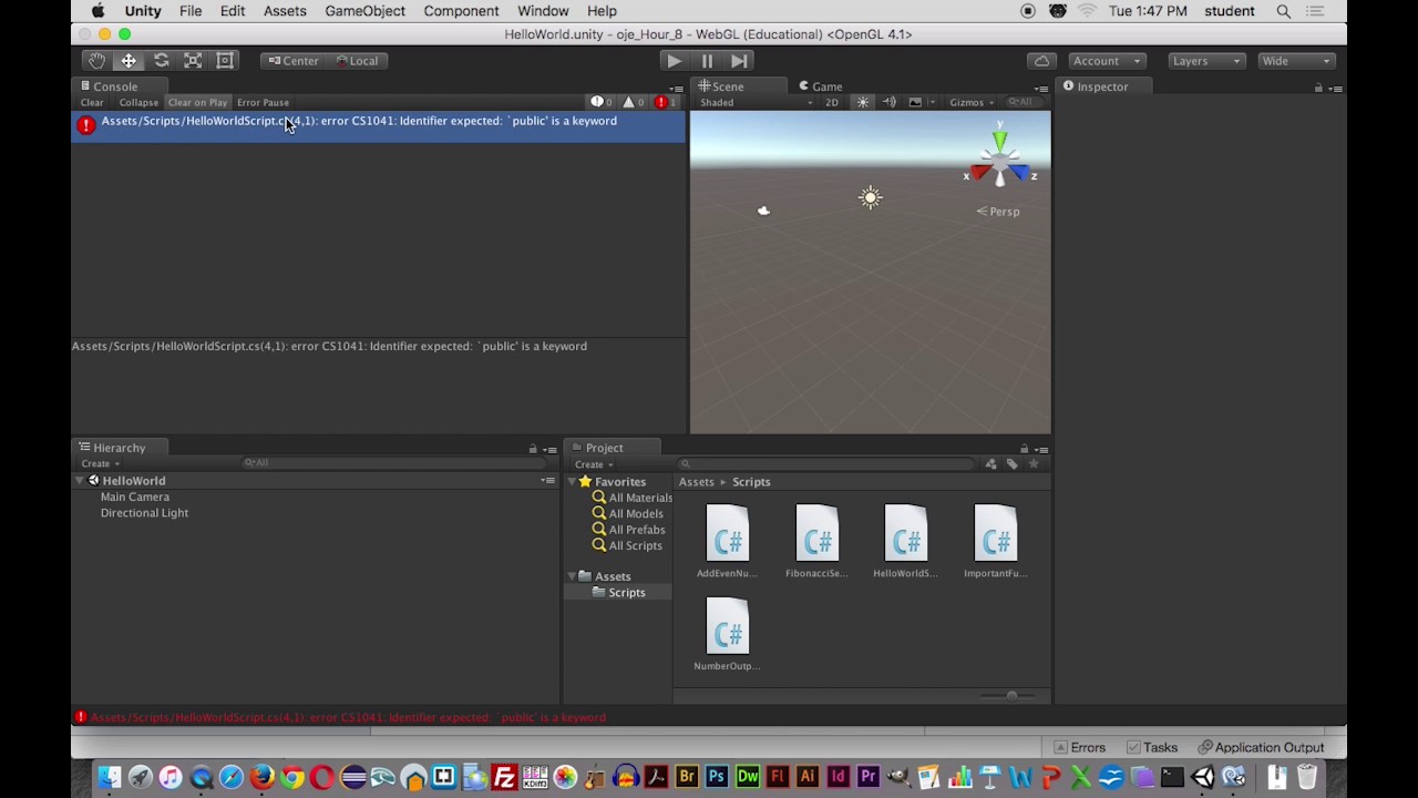 Troubleshooting  C# script in Unity