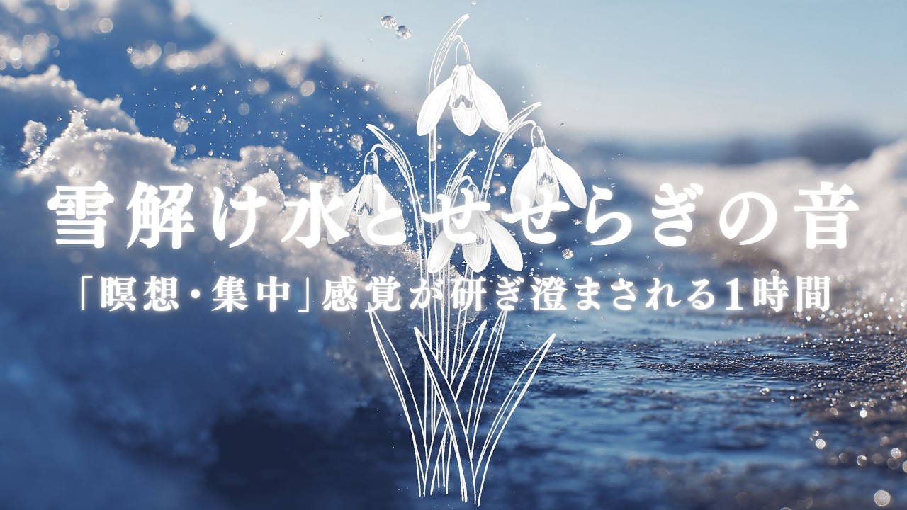 【集中・瞑想】雪解け水のせせらぎ 1時間｜自然音・作業用BGM】