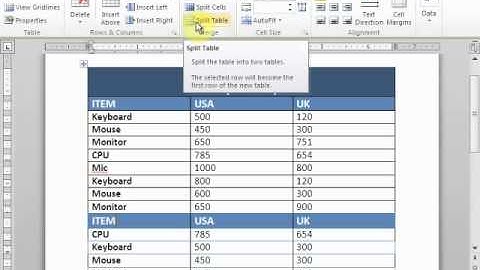 Word Tips (Merge Cells, Split Cells, Split Table)