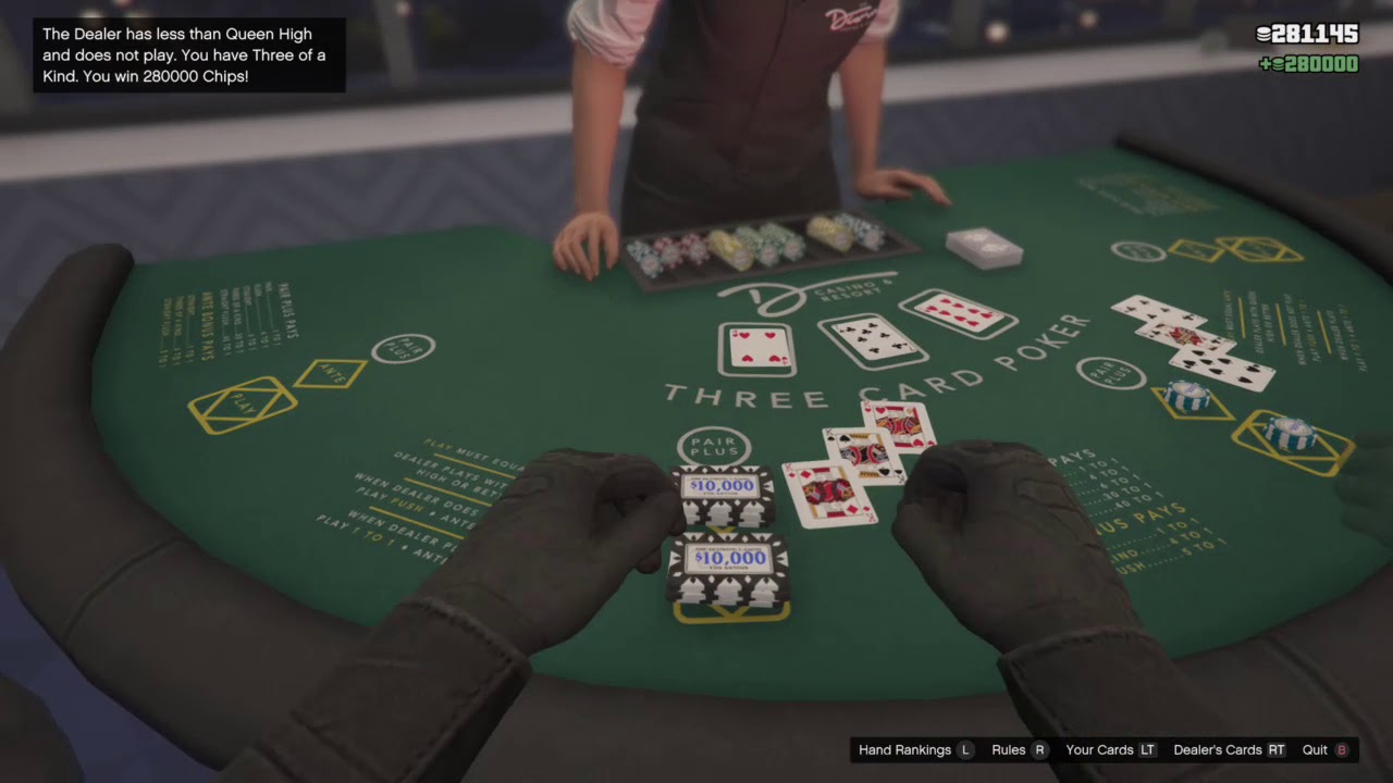 GTA V 3 Card Poker (3 Of a Kind) YouTube