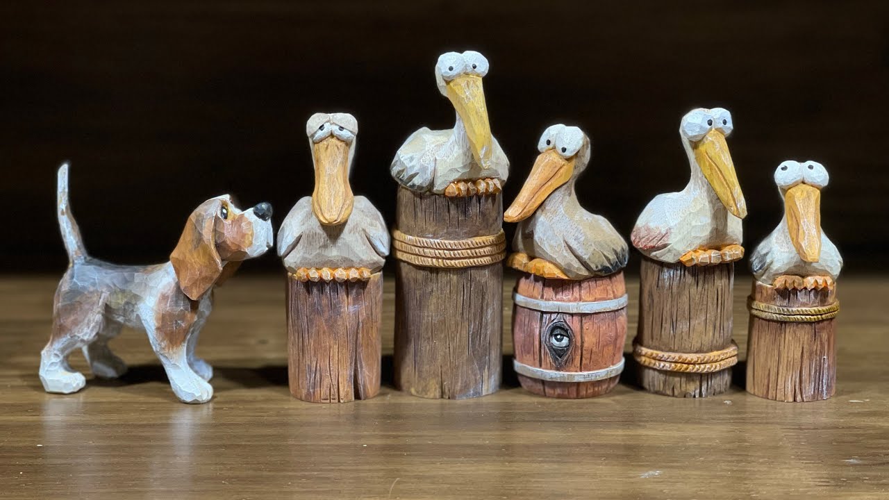 プロフさん専用　木彫りの鳥　オガサワラカワラヒワ 목각인형 조각하기 - 펠리칸 Woodcarving - carve a Pelican - YouTube