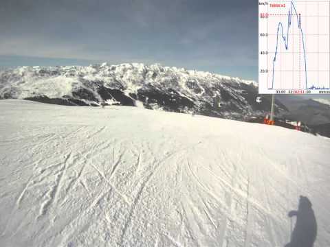 High Speed Skiing Accident. top speed over 100km/h with GoPro HD hero and Sports tracker 720p