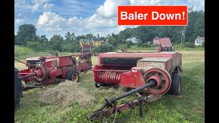 Massey 124 Baler Down!  (Massey 124 to the Rescue!)