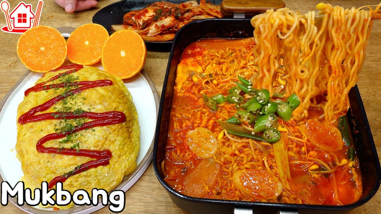 틈새라면 빨계떡과 오므라이스 먹방 !! 디저트는 상콤달콤한 천혜향 🍊