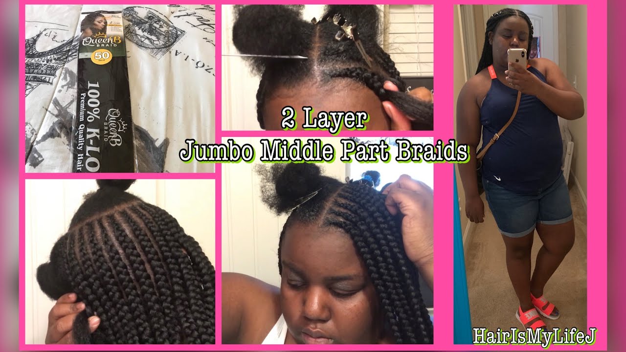 2 Layer Jumbo Tribal Middle Part Braids Youtube