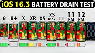 iOS 16.3 Battery Life Drain Test - iPhone 8 / 8+ / X / XS / XR / XS Max / 11 / 11 Pro Max  / 12 PM