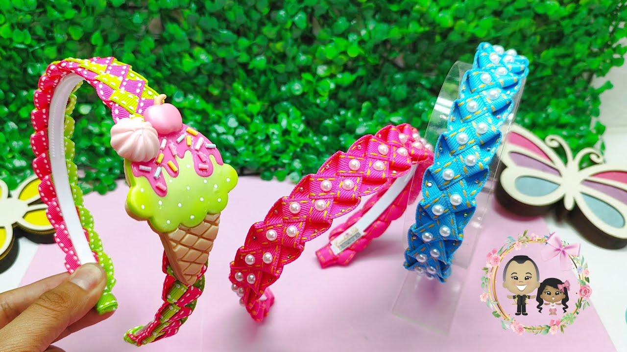 Tiara trançada com fita n2. Tiara Vanessa. Dicas para iniciantes 🎀