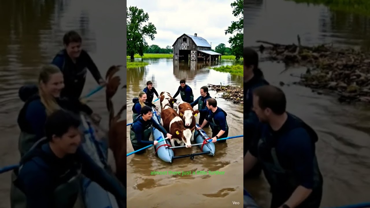 Cows rescue video from flood 