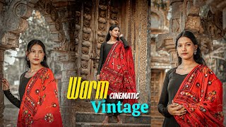 How can Create the warm vintage cinematic colours grading | lightroom photo editing tutorial 