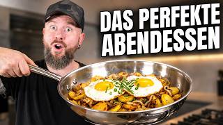 Perfect pan-fried potatoes in a stainless steel skillet - and why they're the perfect dinner with...