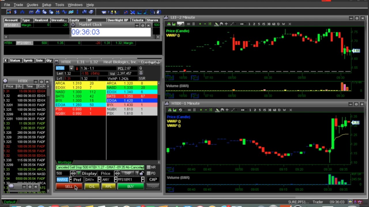 Beginner Trading - Live Day Trade - Suretrader Small Account - HTBX (again)