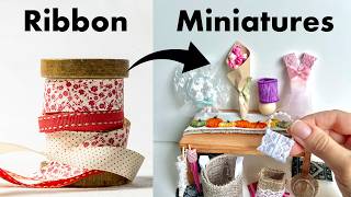 14 Dollhouse Miniatures You Can Make With Ribbon 🎀 EASY DIY Miniatures