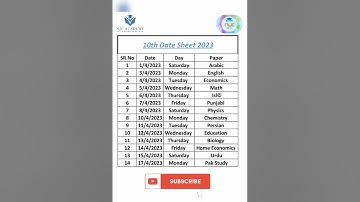 10th Date Sheet 2023 | Matric Date sheet 2023 #10thclass #datesheet