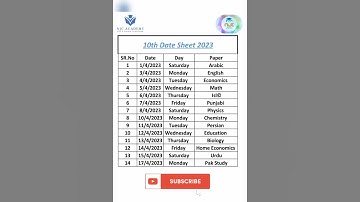 10th Date Sheet 2023 | Matric Date sheet 2023 #10thclass #datesheet