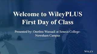 WileyPlus First Day of Class (FDOC)