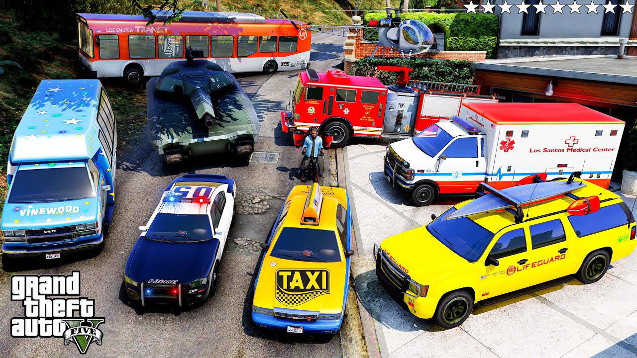 GTA 5 - Stealing SERVICE VEHICLES With Franklin! | (Real Life Cars #297)