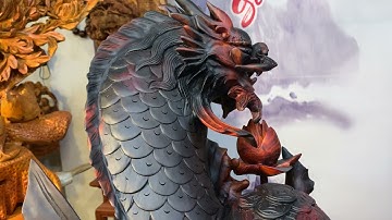 Hai tác phẩm cá chép hóa rồng gỗ trắc cực phẩm