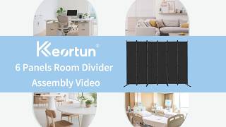 Keortun TG06 Updated Assembly Video for 6 Panels Room Divider Privacy Screen