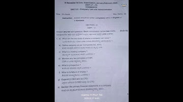 Company Law & Admiration 2025 Question paper