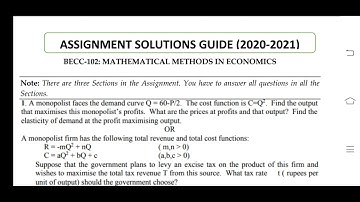 BECC 102 Ignou Solved Assignment