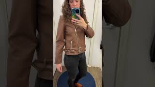 Trying on faux leather jackets at Old Navy! #shorts